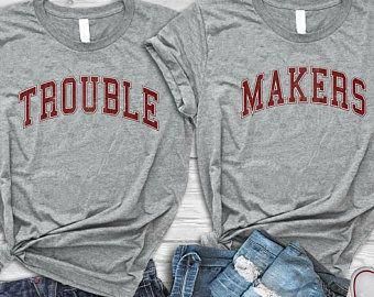 Best Friend Matching Shirts, Best Friend Hoodies, Trouble Makers, Best Friend T Shirts, Bff Shirts, Bff Matching, Bestie Outfits, Matching Outfits Best Friend, Presents For Best Friends