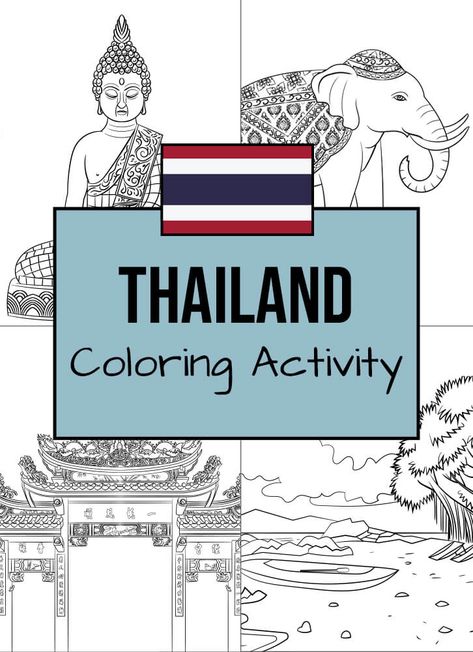 Thailand Coloring Activity: Here are some Thai-themed coloring templates to enjoy! Thailand Coloring Pages, Thailand Crafts For Kids, Thailand Crafts, Bible Mazes, Thailand Floating Market, Indiana Beach, Thailand Activities, Prek Crafts, Kids Travel Journal