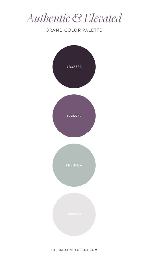 Eggplant And Sage Color Palette, Silver Complimentary Colors, Navy Lavender Color Scheme, Purple And Sage Color Palette, Brand Color Palette With Purple, Purple Accent Color Palette, Muted Purple Palette, Brand Kit With Hex Codes And Fonts, Dark Pastel Palette