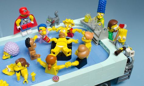 Springfield Pool-Mobile, Homer by Brian Williams Montgomery Burns, Art Jobs, Lego Simpsons, Brick Lego, Simpsons Characters, Lego Diy, Amazing Lego Creations, Lego Creative, Lego Room