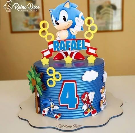 Pastel Sonic, Sonic Birthday Cake, Camera Cakes, Bolo Sonic, Sonic Cake, Sonic Birthday Parties, 6th Birthday Cakes, Bakery Shop Design, Sonic Party