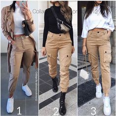 Cargo Outfit, Outfits Con Jeans, Teenage Outfits, Cargo Pants Outfit, Beige Outfit, Joggers Outfit, Outfit Mujer, Causual Outfits, Fashion Attire