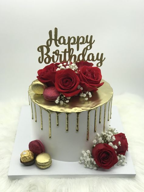 Bday Cake For Brother, Red And Gold Birthday Cake, 25th Anniversary Cake Ideas, Anniversary Cake Ideas, 25th Anniversary Cake, Cake For Women, 75 Birthday Cake, Red Birthday Cakes, Special Birthday Cakes