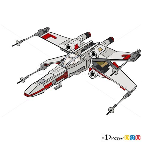 X Wing Fighter Drawing, X Wing Drawing, Drawing Star Wars, Wing Drawing, Star Wars Illustration, X-wing Starfighter, Hair Stenciling, Lego Starwars, Drawing Stars