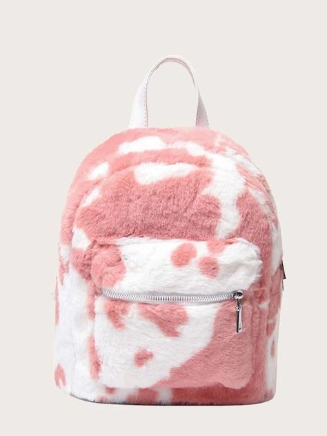 Girls Two Tone Fluffy Backpack | SHEIN USA Shein Backpack, Fluffy Backpack, Girly Backpacks, Fur Backpack, Tie Dye Bags, Cute Mini Backpacks, Stylish School Bags, Trendy Backpacks, Girly Bags