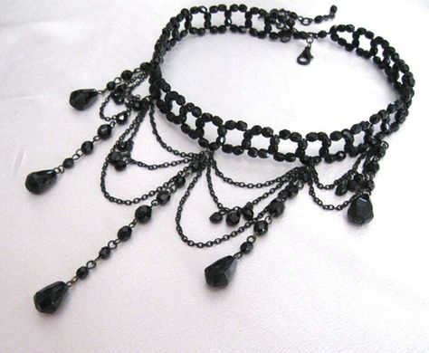 Victorian Choker Necklace, Victorian Choker, Beads Choker, Vintage Choker, Pola Sulam, Goth Jewelry, Handmade Wire Jewelry, Diy Crafts Jewelry, A Necklace