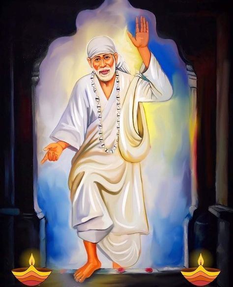 Saibaba Painting, Sai Baba Painting, Wallpapers Birthday, Gods Painting, Ganesha Artwork, Sai Nath, Shirdi Sai Baba, Sai Baba Hd Wallpaper, Shirdi Sai Baba Wallpapers