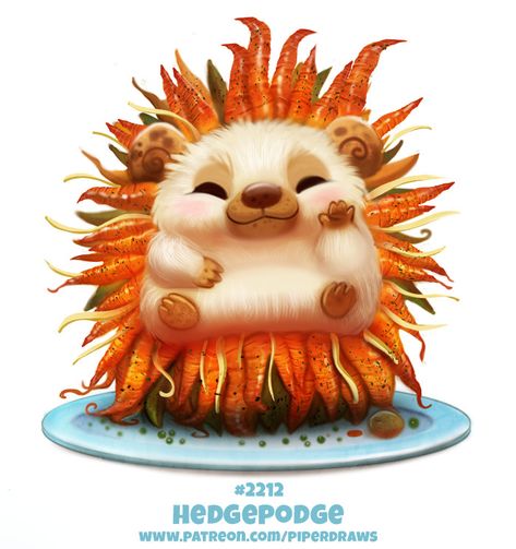 Daily Paint 2212. Hedgepodge, Piper Thibodeau on ArtStation at https://www.artstation.com/artwork/BmXQxr Piper Thibodeau, Animal Puns, Images Kawaii, Animated Animals, Cute Food Drawings, Cute Fantasy Creatures, Cute Animal Drawings Kawaii, Daily Painting, Anime Animals