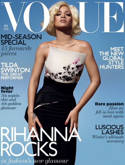 Rihanna by Alasdair McLellan Vogue UK November 2011 Rihanna Vogue, Rihanna Cover, Cover Magazine, Vogue Magazine Covers, Celebrity Magazines, Magazine Vogue, Rihanna Style, Magazine Fashion, Vogue Us