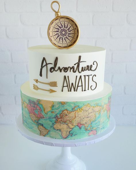 Caribbean Theme Party, Travel Themed Baby Shower, Retirement Party Cakes, Farewell Cake, Travel Baby Shower Theme, Travel Baby Showers, Retirement Party Gifts, Travel Cake, Travel Party Theme