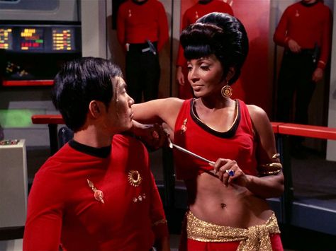 Nyota Uhura was a female Human Starfleet officer in the 23rd century. She served as a communications officer aboard the USS Enterprise and USS… Star Trek Mirror Universe, Feminist History, Star Trek Kirk, Mirror Universe, Star Trek Women, Star Trek Uniforms, Beam Me Up Scotty, Star Trek 1966, Kirk Spock