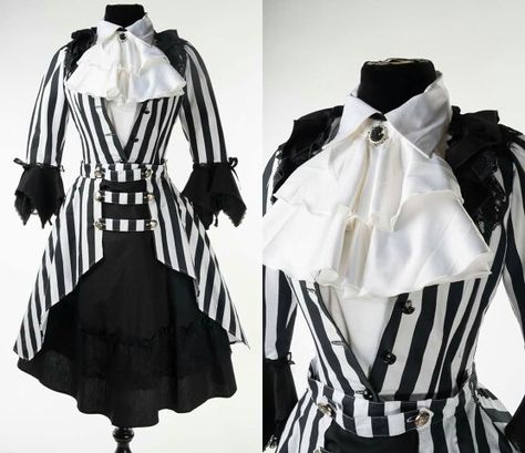 Love it!!!! Dracula Clothing, Steampunk Women, Night Circus, Period Outfit, Charm School, Eclectic Fashion, Black And White Stripes, Steampunk Fashion, Fantasy Fashion