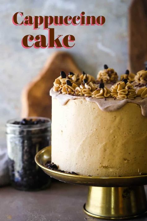 Cappuccino Cake Recipe, Coffee Flavored Cake, Cappuccino Cupcakes, Cappuccino Cake, Chocolate Covered Espresso Beans, Coffee Buttercream, Moist Cake, Chocolate Layer Cake, Coffee Cake Recipes