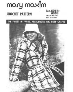 Crocheted Coat Pattern Crochet Coat Free Pattern, Crochet Coat Pattern, Vest Tutorial, Plaid Crochet, Crochet Jacket Pattern, Patron Vintage, Mary Maxim, Yarn Accessories, Vintage Crochet Pattern