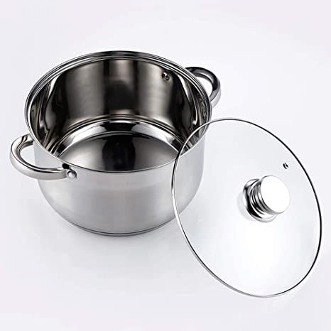 Stockpots Stainless Steel Cookware 9-Quart Glass cover Thickening handle Soup pot with Lid (9 QT)… Thermal Cooker, Cooking Soup, Steam Cooking, Stock Pots, Stainless Steel Pot, Sauce Pot, Stainless Steel Cookware, Kitchen Ware, Cooking Pot