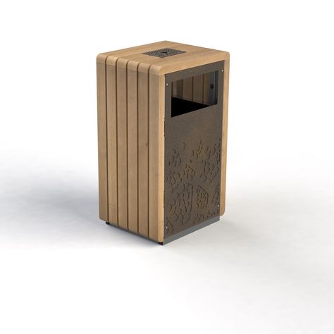 The new litter bin from our Natural Elements Landscape Furniture Collection can add a unique design style to any landscape. Trash Bin Design, Trash Can Design, Landscape Furniture, Wood Wall Design, Outdoor Trash Cans, Litter Bin, Furniture Dolly, Door Design Modern, Versatile Furniture