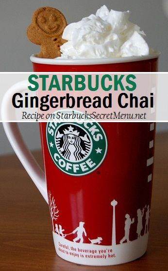 Starbucks Gingerbread Chai Latte #starbuckssecretmenu Recipe here: http://starbuckssecretmenu.net/gingerbread-chai-starbucks-secret-menu/ Chai Starbucks, Chai Latte Starbucks, Latte Starbucks, Gingerbread Syrup, Secret Menu Items, Starbucks Secret Menu Drinks, Starbucks Secret, Starbucks Menu, Chai Recipe