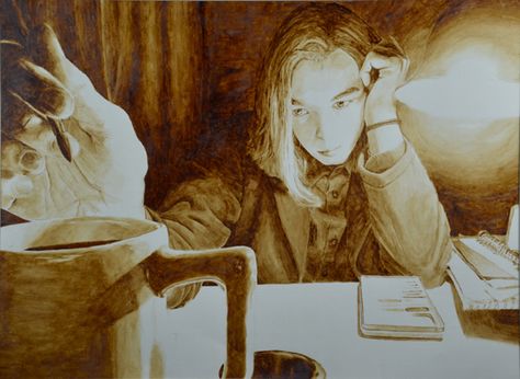 Coffee, Pencil Color Self-portrait Pencil Self Portrait, Self Portrait Drawing, Everyday Art, A Level Art, Addams Family, Pose Reference Photo, Watercolor Portraits, Art Stuff, Art Drawings Sketches