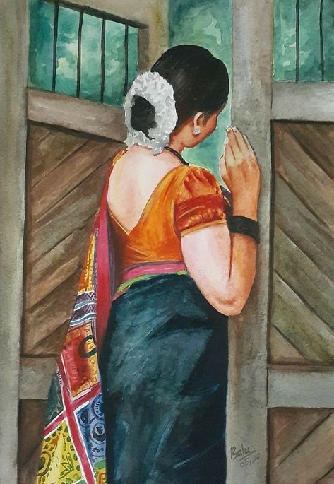 Indian Lady Painting, Andy's Room, Lady Painting, Painting Indian, Decorative Corner, Watercolor Paintings Nature, Buddha Art Painting, Indian Art Gallery, Art Village