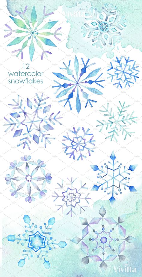 Snowflake Watercolor Paintings, Christmas Card Snowflake, How To Paint Snowflakes, Snowflake Drawing Art, Watercolour Snowflakes, Snowflakes Watercolor, Drawing Snowflakes, Snowflake Painting, Snowflake Watercolor