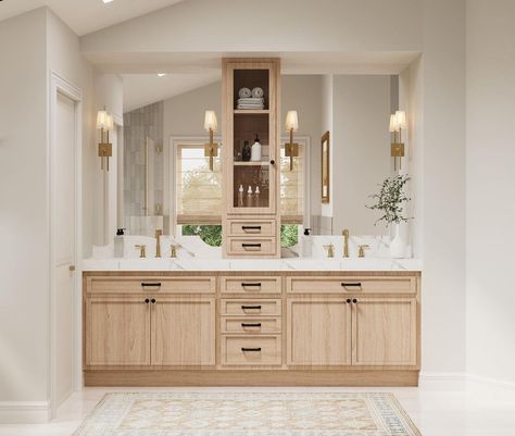 Meeting with a contractor for our Orange County primary bathroom renovation and realized I never shared the vanity options we presented to… | Instagram Bathroom Upper Cabinets, Primary Bathroom Double Vanity, Primary Bathroom Separate Vanities, Double Vanity With Linen Cabinet On End, Vanity 6, 48" White Oak Bathroom Vanity, Double Sink Bathroom Vanity 48”, Boy Bath, Double Vanity Bathroom