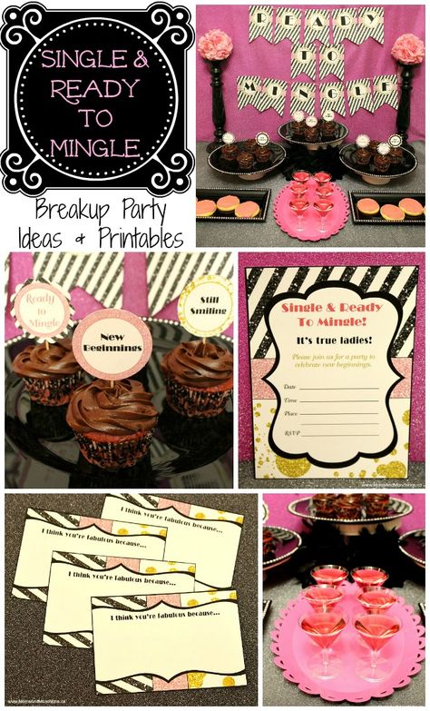 Single & Ready To Mingle - Breakup Party Ideas & Printables Singles Party Ideas, Single Again Party, Single Party Ideas, Divorced Party, Single Ready To Mingle, Divorce Parties, Breakup Party, Divorce Celebration, Freedom Party