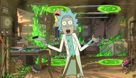 Rick And Morty Pc Wallpaper, Rick And Morty Season 6, Pc Walpaper, Dual Screen Wallpaper, Rick And Morty Season, Whimsical Art Paintings, Wallpapers Cartoon, Rick Sanchez, Rick Y Morty