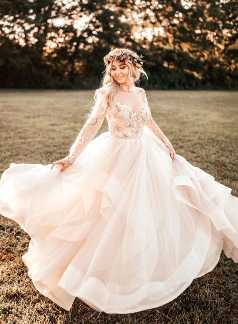 Woodsy Wedding Dress Boho, Wedding Dresses Woodland, Forest Wedding Gown, Woodland Wedding Dress Whimsical, Blush Wedding Dress With Sleeves, Fairy Forest Wedding Dress, Whimsical Wedding Dress Fairies, Woodsy Wedding Dress, Fairy Garden Wedding Dress