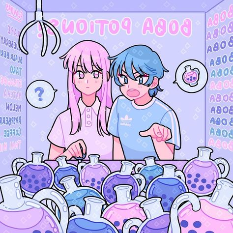 𝑒𝓂𝒾𝓁𝓎🌊✨ on Instagram: “Boba claw machine ft cherrycola!💜💜💜 i hope the perspective looks right lol Q: do you like playing claw machines?” Fresh Bobatea, Fresh_bobatae Art, Scene Sketch, Bored Art, Oc Maker, Illustration Manga, Arte Do Kawaii, Oc Inspiration, Claw Machine