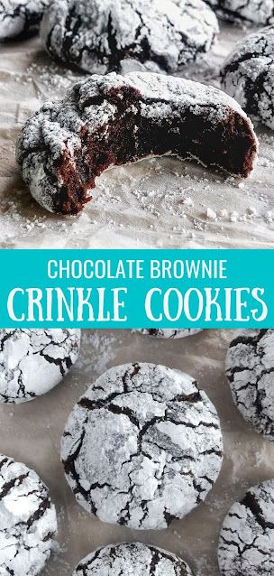 Brownie Crinkle Cookies, Powdered Sugar Cookies, Crackle Cookies, Crinkle Cookies Recipe, Chocolate Brownie Cookies, Fudge Cookies, Chocolate Crinkle Cookies, Chocolate Crinkles, Crinkle Cookies