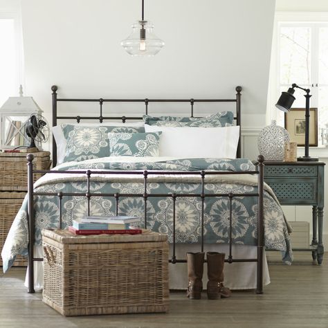 Pottery Barn style iron bed frame for less.  Modern farmhouse style bedroom. Barn Bedrooms, Wrought Iron Beds, Iron Bed Frame, Bedroom Updates, Furniture Classic, Iron Bed, Country Bedroom, New Beds, Metal Beds