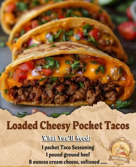 Gordon Ramsay - Recipes | 🌮 Loaded Cheesy Pocket Tacos 🧀 Pocket Tacos, Stanley Tucci Recipes, Tucci Recipes, Buddy Valastro, Gordon Ramsay Recipe, Stanley Tucci, Taco Ingredients, Anthony Bourdain, Cooking Guide