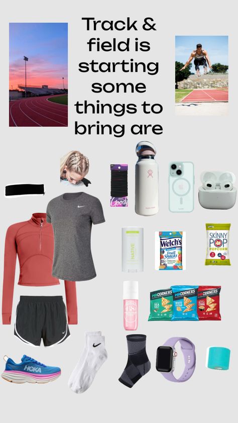 Track & field items to bring Feild Day, Track Bag, Running Plan, Track Field, White Sea, Fruit Snacks, Sporty Outfits, Cross Country, Track And Field