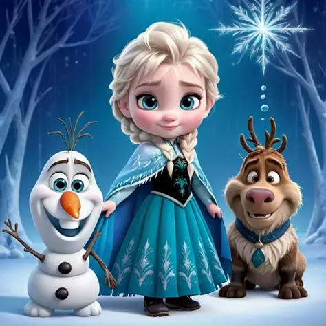 Foto Frozen, Cool Cartoon Characters, Cake Elsa, Elsa Baby, Frozen Cartoon, Frozen Birthday Party Decorations, Snowman Images, Elsa Art