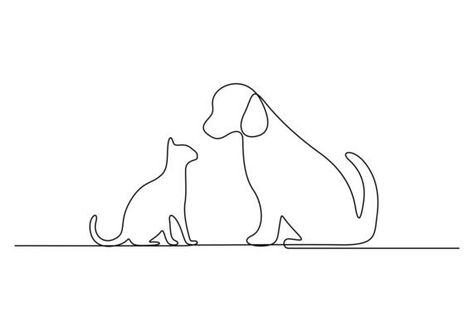 Dog and cat one line continuous. Line art Dog and Cat silhouette. Hand drawn art. 46926835 Vector Art at Vecteezy Dog And Cat Silhouette, Dog Line Drawing, Continuous Line Art, Söt Katt, Drawing Vector, One Line Drawing, Cat Silhouette, Cat And Dog, Cityscape Photos