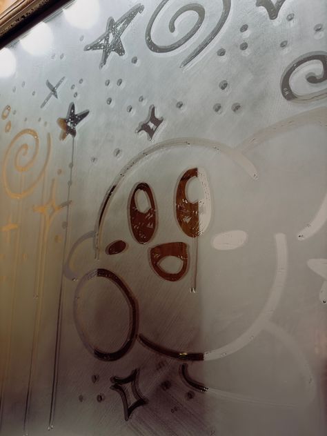 kirb dawg Foggy Mirror Drawing, Mirror Drawing Aesthetic, Foggy Mirror Aesthetic, Jordans Sticker, Foggy Mirror, Aesthetic Low Exposure, Mirror Drawing, Mirror Drawings, Low Exposure