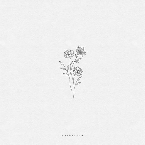 Delicate Aster Flower Tattoo, Cluster Of Flowers Tattoo, Floral Tattoo Design Small, Line Work Flower Tattoo, Tattoo Design Fine Line, Floral Tattoos For Women, Cute Flower Tattoos, Single Flower Tattoo, Line Floral Tattoo