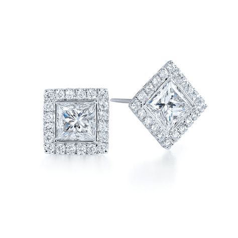 princess cut diamonds jewelry | Princess Cut Diamond Silhouette Stud Earrings | Kwiat Princess Cut Diamond Earrings, Princess Cut Earrings, Diamond Earrings Studs Round, Princess Cut Gold, Halo Earrings, Halo Earrings Studs, Princess Cut Diamond, Princess Diamond, Diamond Stud