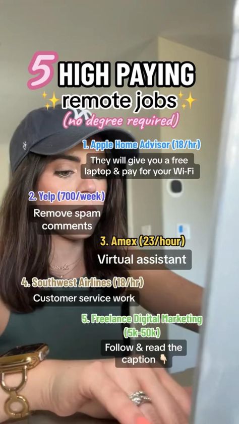 5 High Paying Remote Jobs - No Degree Required! 💼💰 Freelance Jobs, Earn Money Online Fast, Easy Money Online, Life Hacks Websites, Vie Motivation, Money Making Jobs, High Paying Jobs, Financial Life Hacks, Money Making Hacks