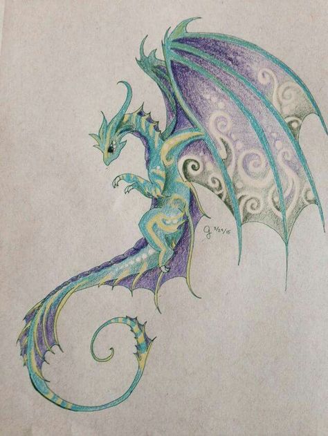 Dragons Say Rawr.. artist 2015 Dragons Drawing Color, Fairy Riding Dragon Tattoo, Coatyl Dragon Tattoo, Colorful Dragon Drawing, Dragon Crystal Tattoo, Beautiful Dragon Drawing, Coatyl Dragon Drawing, Fairy Dragon Drawing, Baby Dragon Tattoo For Women