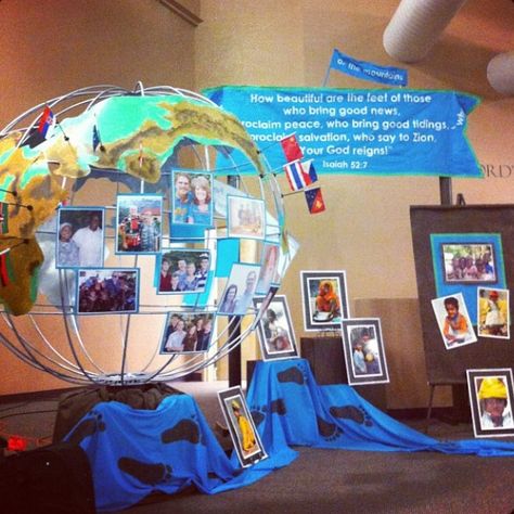 Missions Bulletin Board, Missions Conference, Mission Table, Around The World Theme, Church Marketing, Christian Missions, Mission Possible, Mission Projects, Banquet Ideas