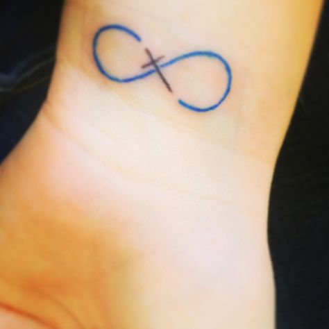 Infinity cross tattoo. #Infinicross Infinity Cross Tattoo, Infinity Sign Tattoo, Cross Tattoo Meaning, Infinity Tattoo On Wrist, Cross Tattoo On Wrist, Infinity Symbol Tattoo, Celtic Cross Tattoos, Infinity Cross, Symbol Tattoo