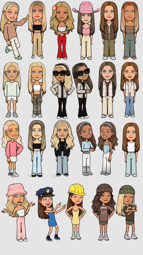 #bitmojifit Bitmoji Outfits 3 Friends, Bitmoji Outfits 2024 Summer, Twin Bitmoji Outfits, Best Friend Bitmoji Outfits Matching Fall, Bitmoji Bff Outfits, Summer Bitmoji Outfits 2024, Cute Bitmoji Outfits Ideas Snapchat For Besties, Fall Bitmoji Outfits Snapchat, Instagram Emojis