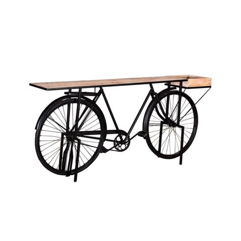 Crestview Collection - HB Cruiser Console Table - all Bike Table, Old Fashioned Bicycle, Table Wood Metal, Console Table Wood, Phillips Collection, Coffee And Cocktail Tables, Wood Console Table, Wood Console, Natural Wood Finish