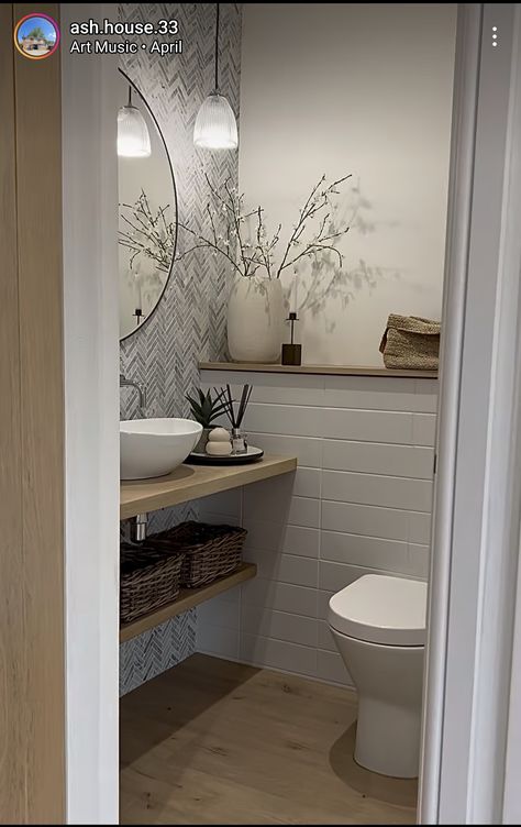 Downstairs Toilet And Shower Ideas, Downstairs Toilet Sink, Modern Cloakroom Ideas, Toilet Under Stairs Ideas Small Spaces, Scandi Cloakroom Toilet, Neutral Downstairs Toilet, Downstairs Toilet With Window, Cloakroom Ideas Guest Toilet, Small Cloakroom Toilet Ideas