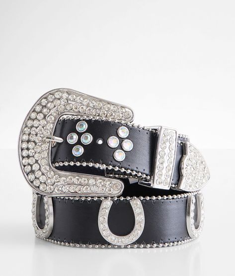 Shop the BKE Glitz Horseshoe Leather Belt for Women at Buckle.com. The Buckle carries the latest BKE products and styles, so come back often. Shop at Buckle.com today! Women's Belts, Belt Length, Belt For Women, Conversion Chart, Belt Black, Women's Belt, Beaded Trim, Black Rhinestone, Black Media