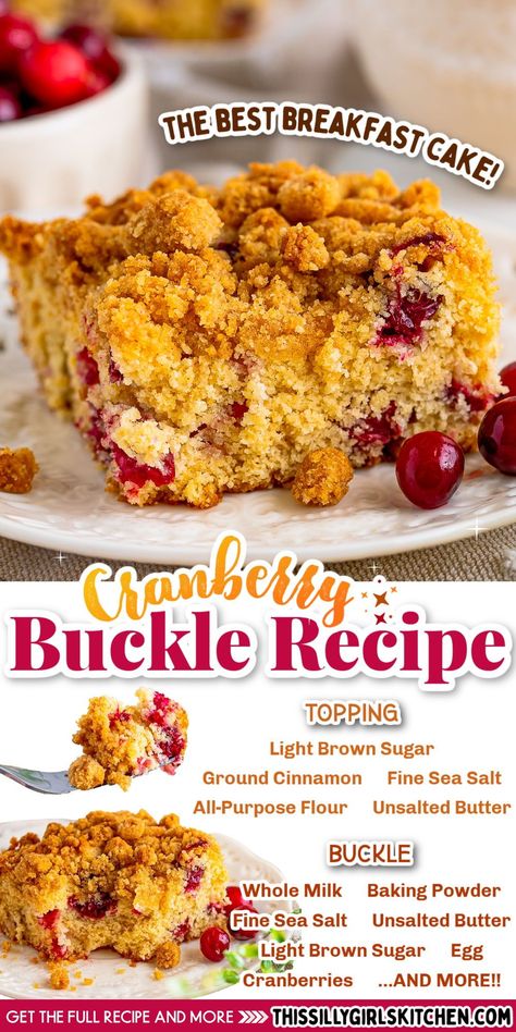 The holidays are fast approaching, and you can’t go wrong with this deliciously easy cranberry coffee cake from This Silly Girl's Kitchen. It is tender, crunchy, and has the perfect amount of flavor. This coffee cake is one of our favorite breakfasts that also doubles as an amazing dessert, just add some ice cream on top, and you are ready to go. This cranberry coffee cake recipe makes an easy holiday breakfast or brunch idea!