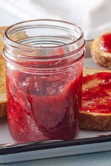 This strawberry freezer jam made with fresh berries is quick, easy, and delicious. Enjoy it on anything from toast to ice cream, or even milkshakes.