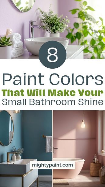 Brighten your small bathroom with these 8 paint colors that will make it shine! 🎨✨ Light shades like soft white, pale gray, and sky blue reflect natural light, creating a more open and airy space. 🌿🏡 Soft pastels like blush pink and mint green add a refreshing and inviting vibe, while warm neutrals like beige and light taupe bring warmth without crowding the room. Save this pin to explore the perfect colors for making your small bathroom feel bright, spacious, and welcoming! 🚿💫 Modern Bathroom Paint Colors, Color Schemes For Small Bathrooms, Paint Colors For Small Bathrooms, Relaxing Bathroom Colors, Small Room Paint Color, Small Bathroom Feel Bigger, Green Bathroom Colors, Grey Bathroom Paint, Trending Bathroom Colors