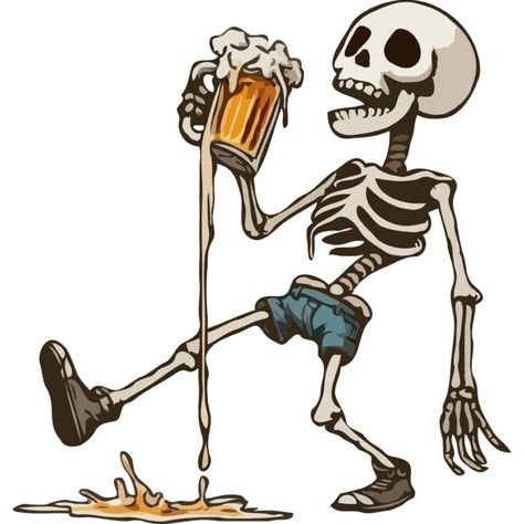 Drunk Skeleton is a Men's T-Shirt designed by katzura to illustrate your life and is available at Design By Humans Drunk Illustration, Art Graf, Beer Tattoos, Beer Art, Bg Design, Artist Branding, Funny Skeleton, Popular Artists, Art Contest